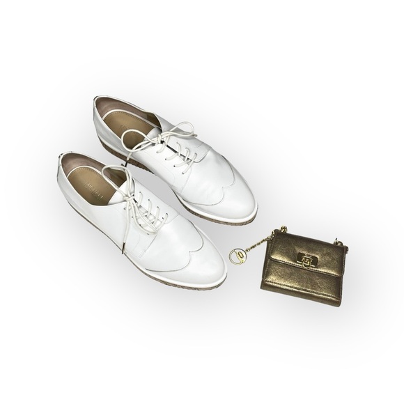 new Michael Kors ❁ Zane Leather Wingtip Cork Platform Espadrilles ❁ Optic White - Picture 12 of 16